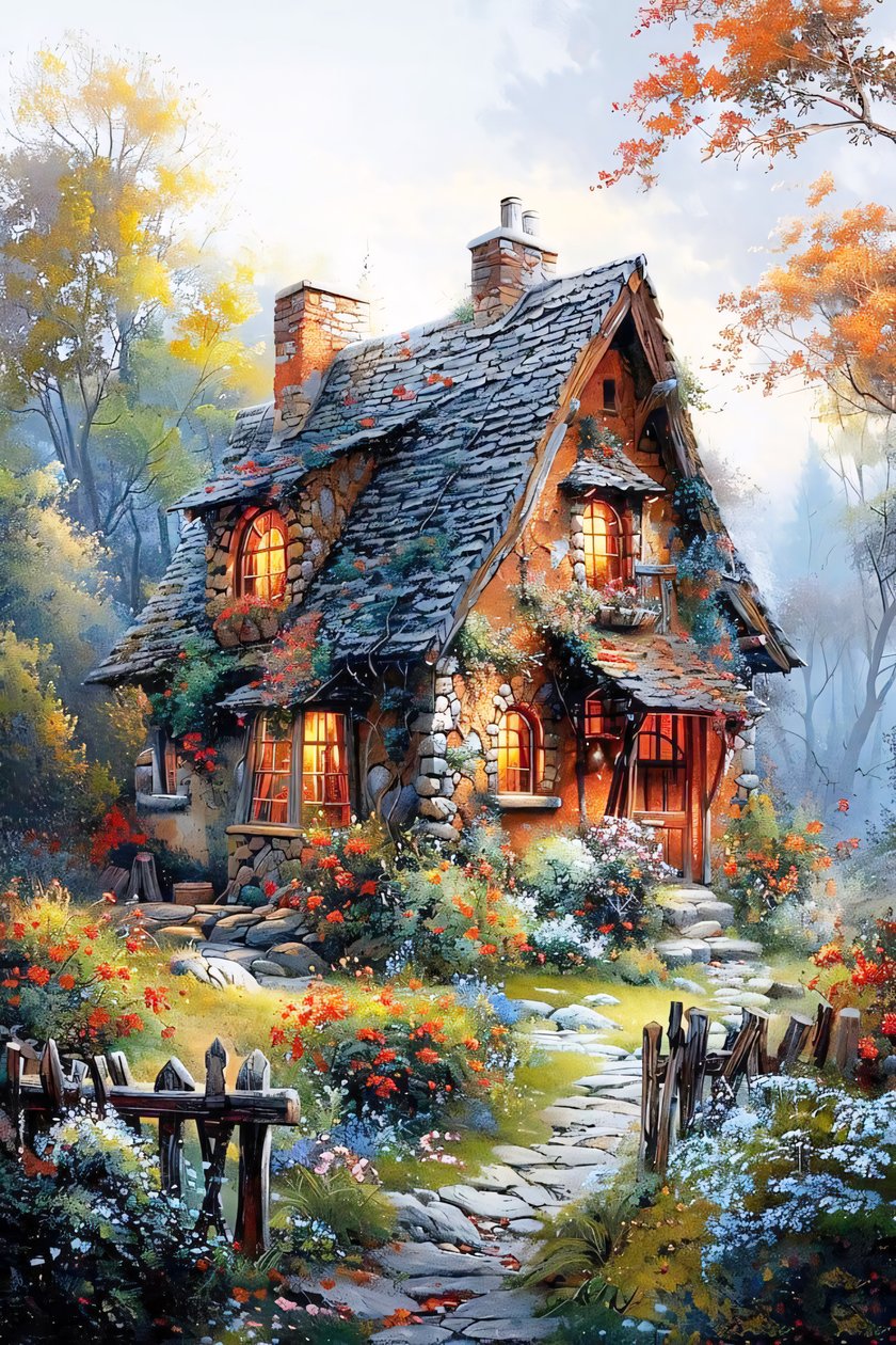 Pintura de paisaje sobre lienzo, pintura de granja, decoración de pared de naturaleza de F. Abderrahim