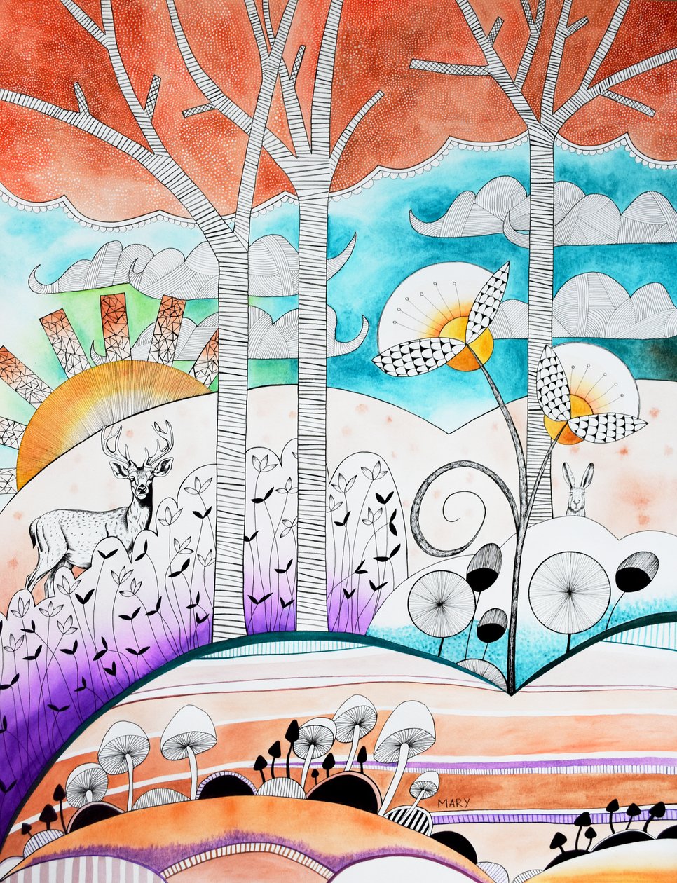 Bosque moderno de Marys Watercolors