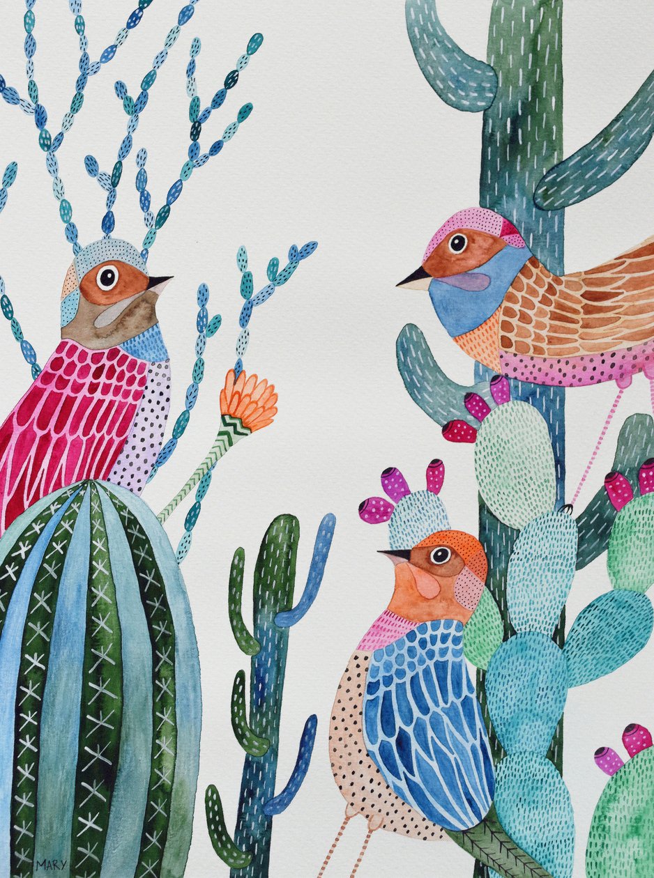 aves hambrientas de Marys Watercolors