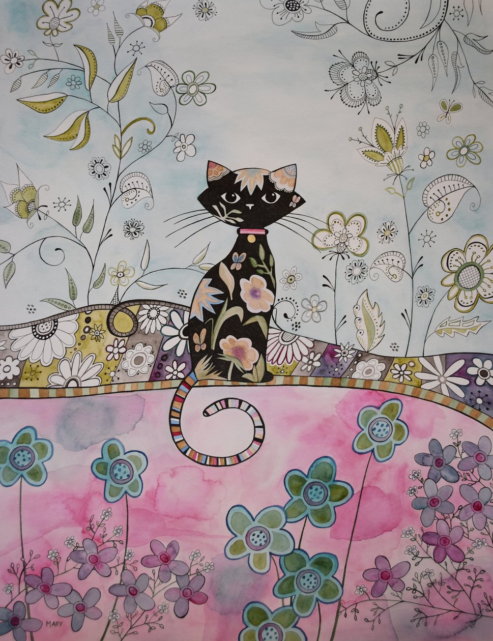 Gatito negro de Marys Watercolors