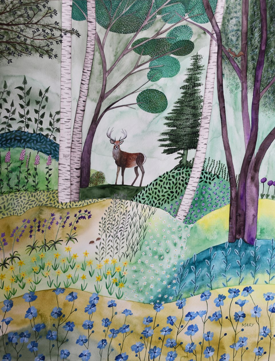 Primavera en el bosque de Marys Watercolors