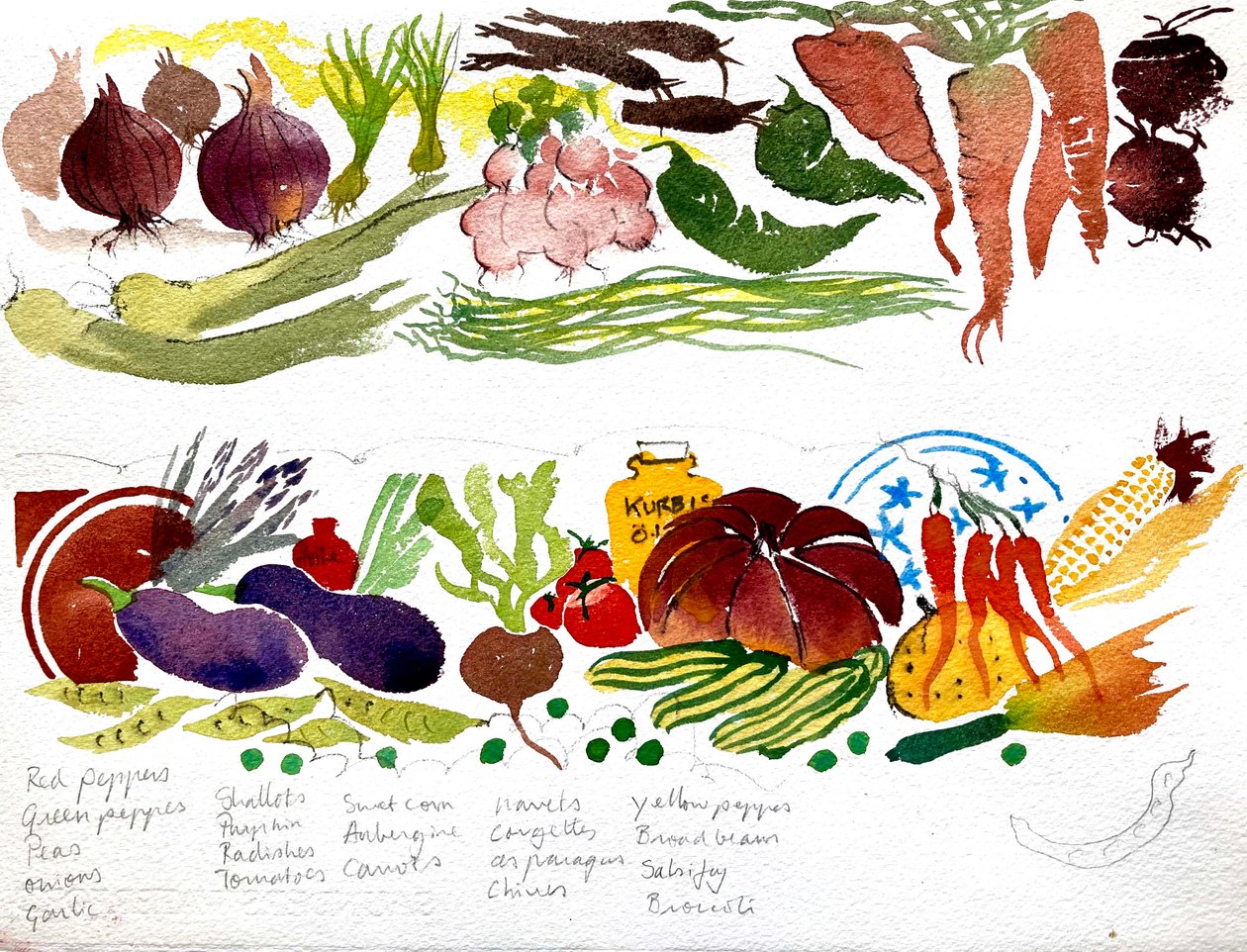 Un paño de cocina, acuarela 40x60 2007 de Simon Fletcher