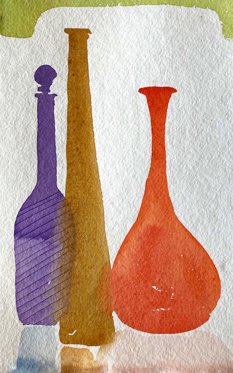 Una botella azul 36x24 de Simon Fletcher