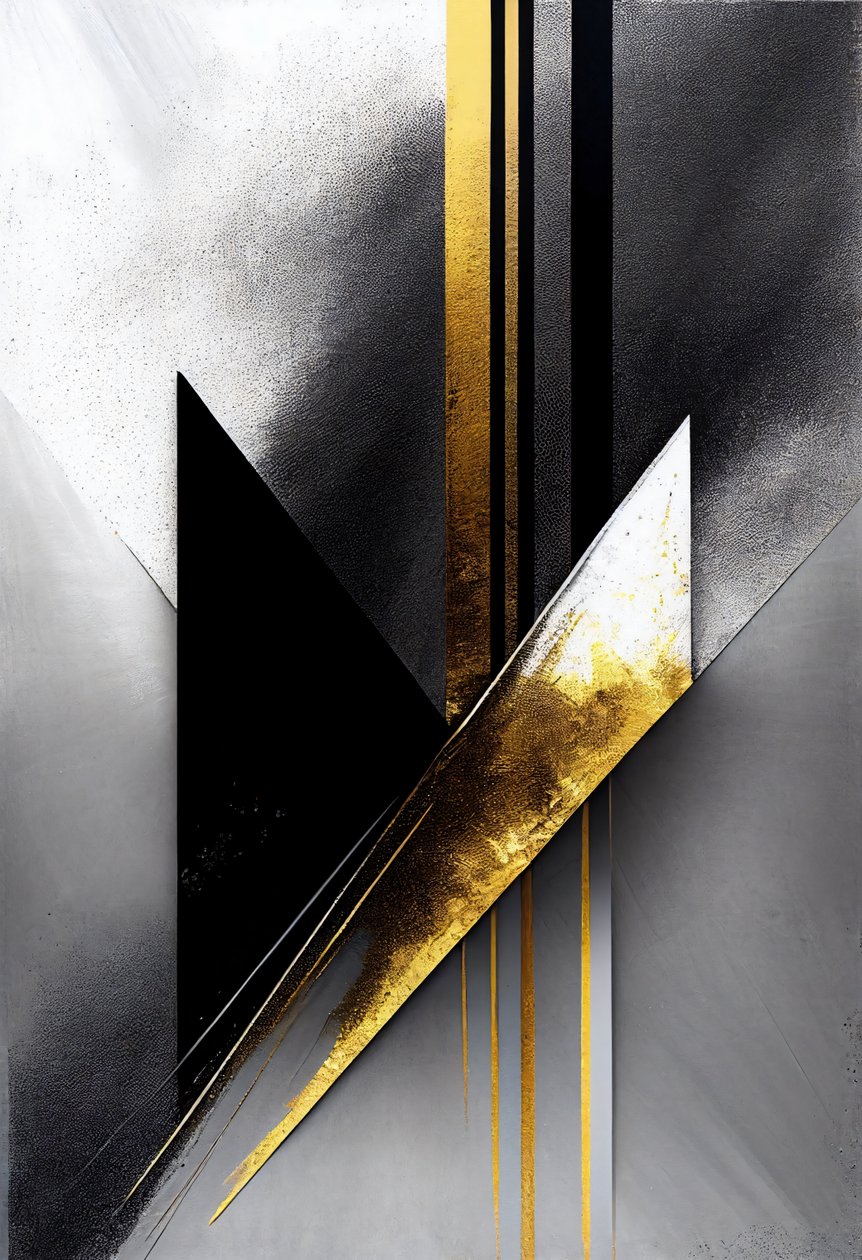 Abstracto Negro y Oro Rayas y Ligne Fondo, impresiones en lienzo para Cualquier Habitación de F. Abderrahim