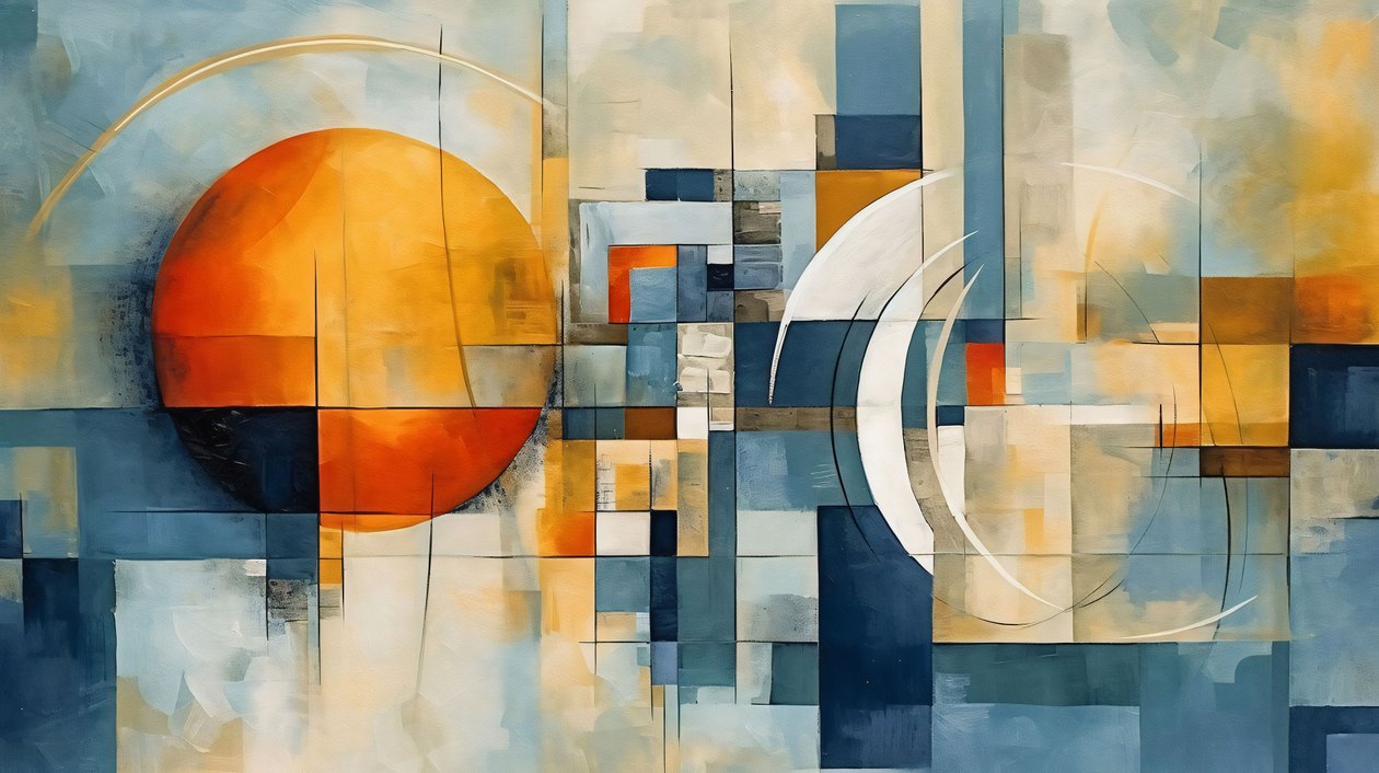 Fondo abstracto de formas geométricas, Enseñanza de las matemáticas, impresión en lienzo por encargo de F. Abderrahim