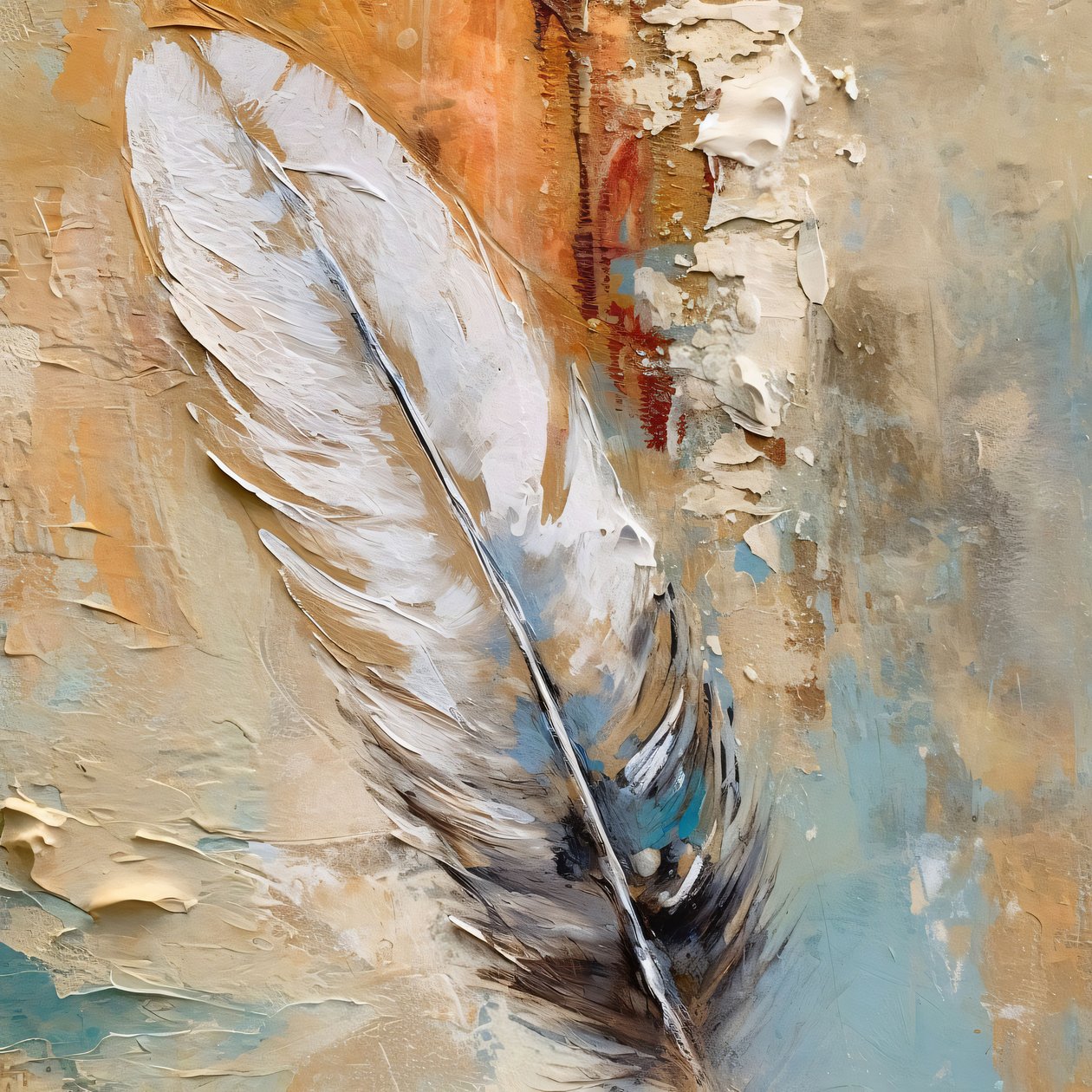 Pintura al óleo abstracta Plumas doradas, impresiones en lienzo personalizadas online de F. Abderrahim