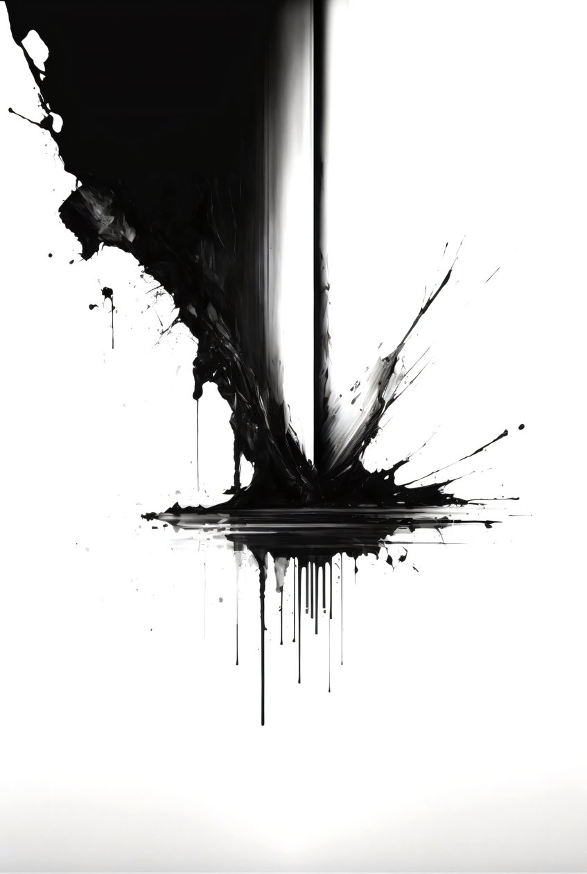 Dibujo abstracto en tinta, blanco y negro,arte mural | impresión bajo demanda de F. Abderrahim