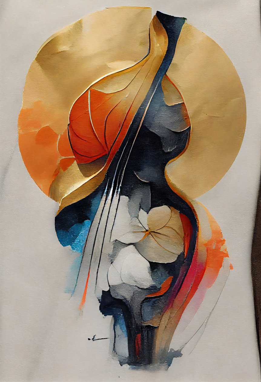 Lienzo abstracto de violín, decoración de pared enmarcada de F. Abderrahim