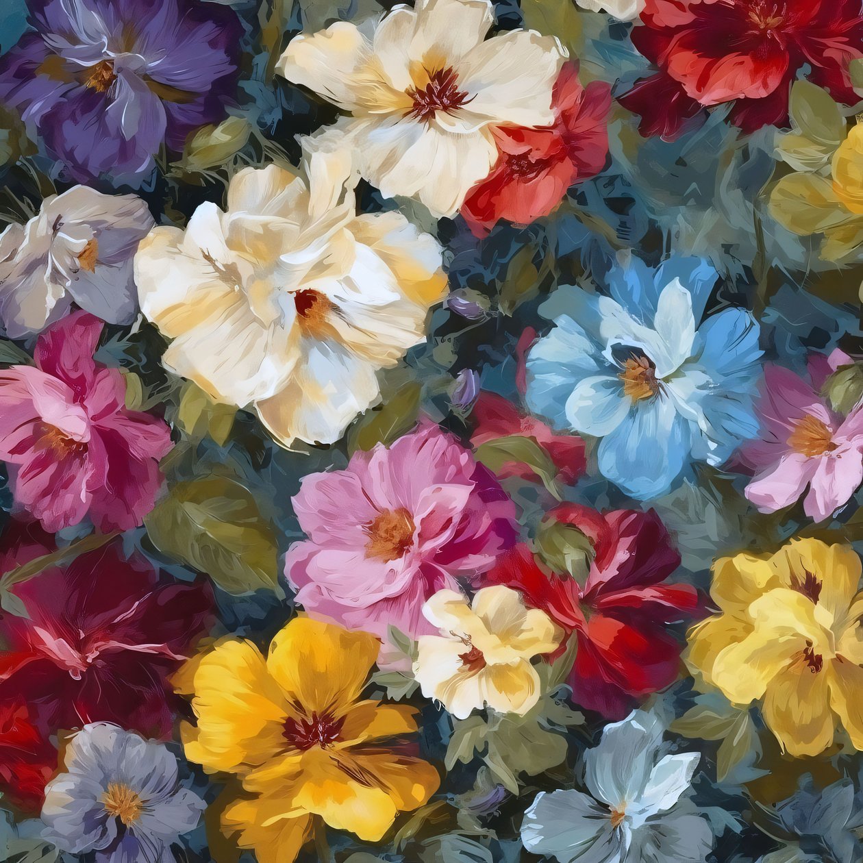 preciosas flores impresionistas pintadas a mano, Wall Decor en venta de F. Abderrahim