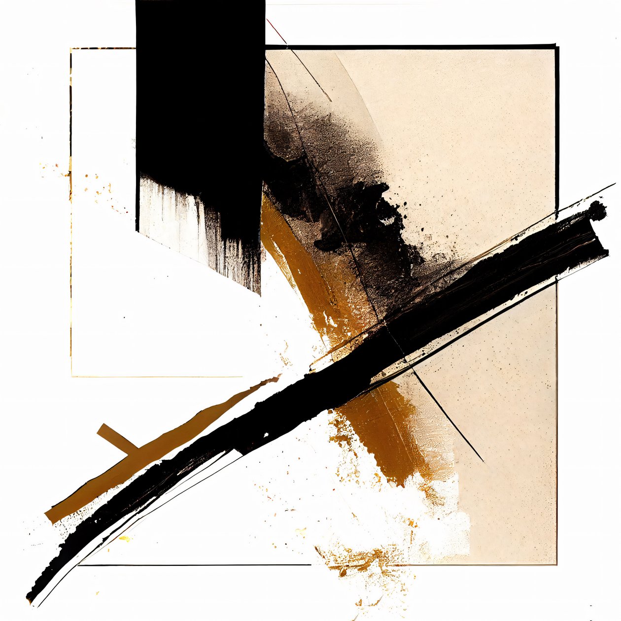 Arte mural Trazos diagonales en negro y beige, impresión en lienzo a pedido de F. Abderrahim
