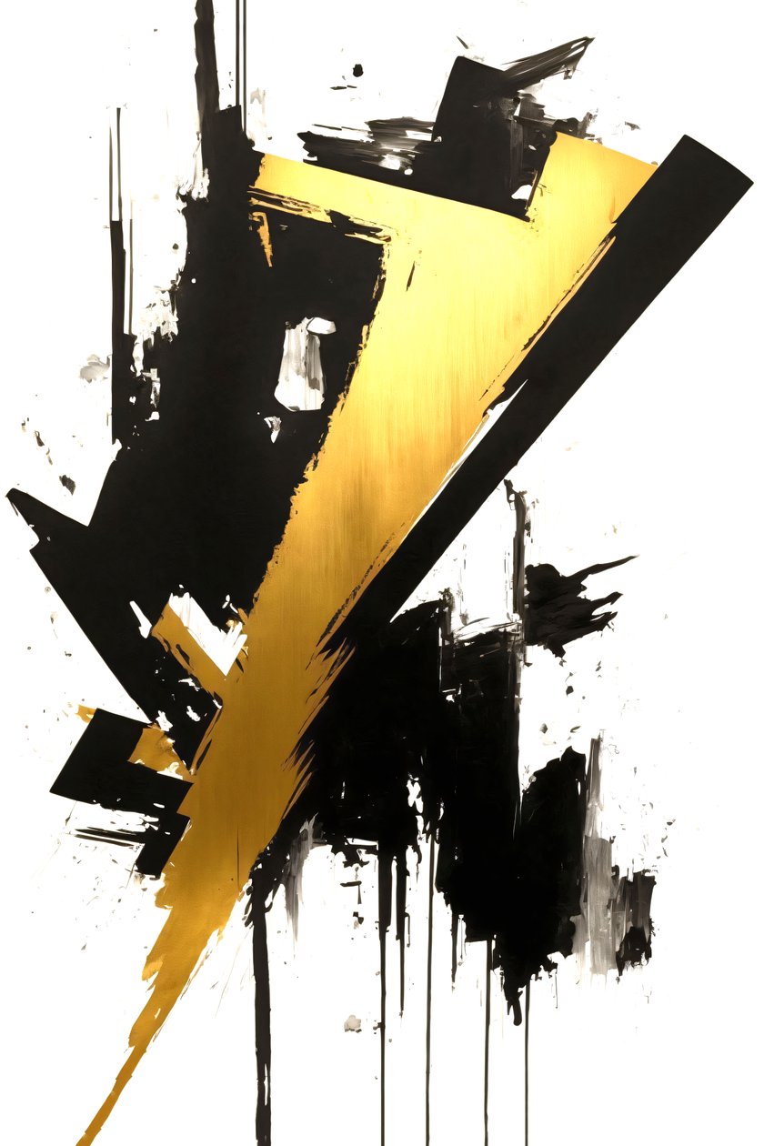 Pintura negra dorada, Arte contemporáneo, Lienzo grande, Impresión bajo demanda de F. Abderrahim