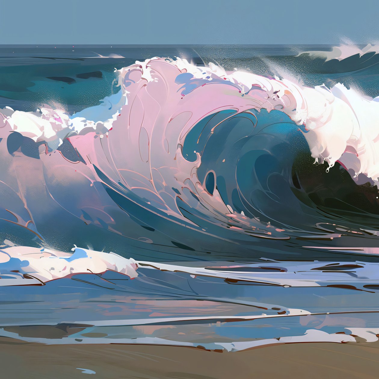 Ocean Beach Hermosas olas y el agua, decoración de la pared del hogar para el dormitorio de F. Abderrahim