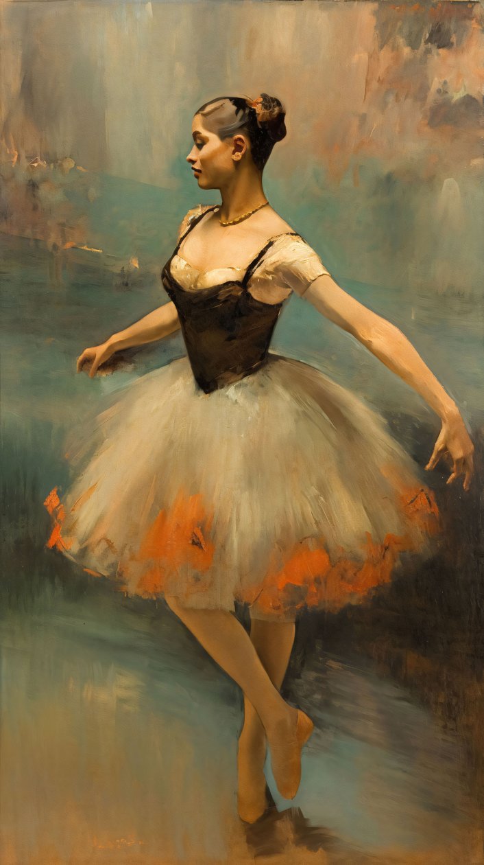 Pintura al óleo Bailarina de ballet, estilo Edgar Degas, Decoración de pared para dormitorio de F. Abderrahim
