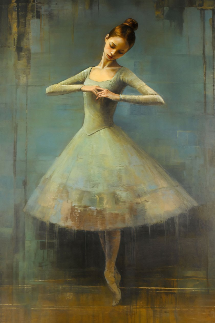 Pintura al óleo de una bailarina, estilo Edgar Degas, impresiones artísticas murales por encargo de F. Abderrahim