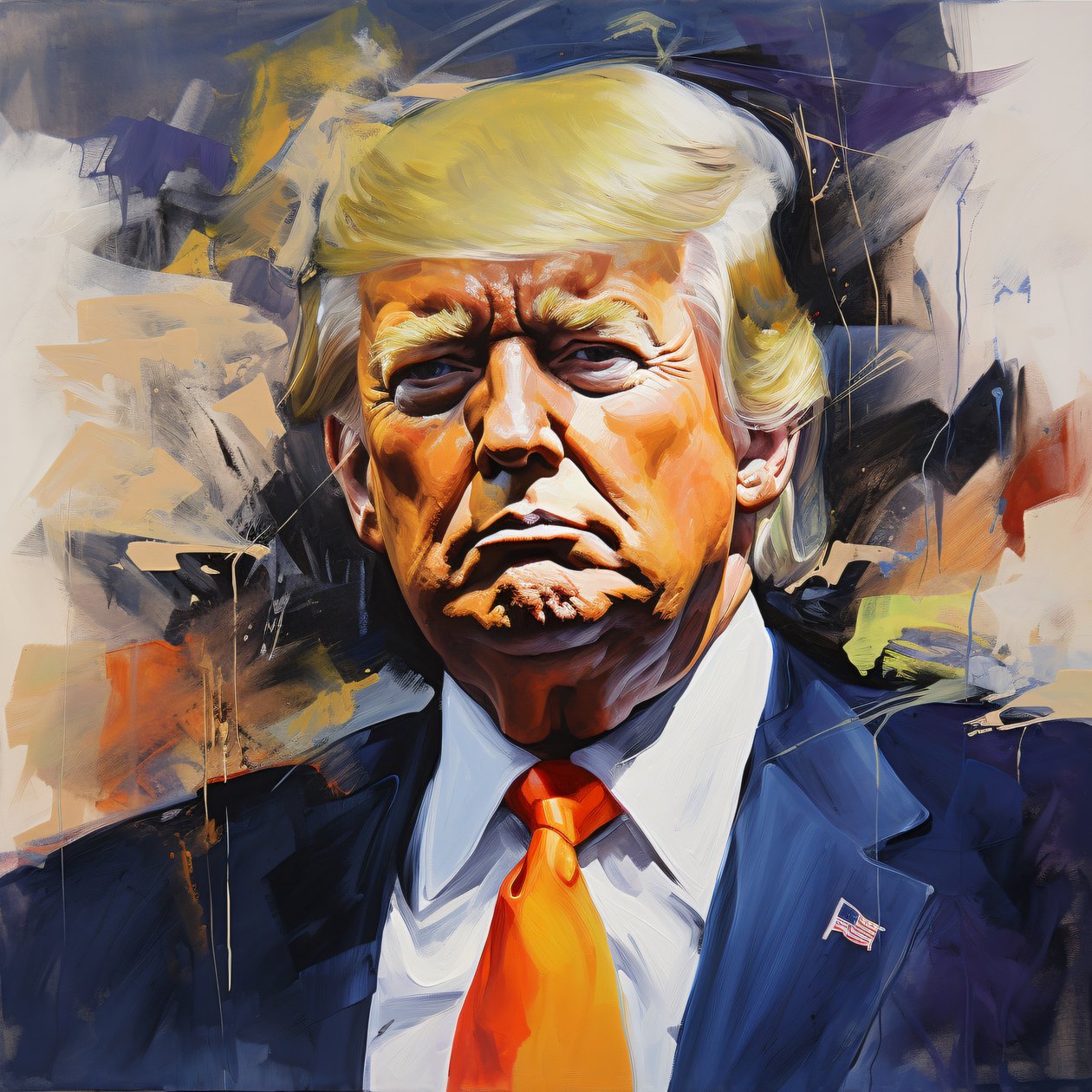 Pintura acrílica Donald Trump, arte contemporáneo de pared, decoración de pared para oficina de F. Abderrahim