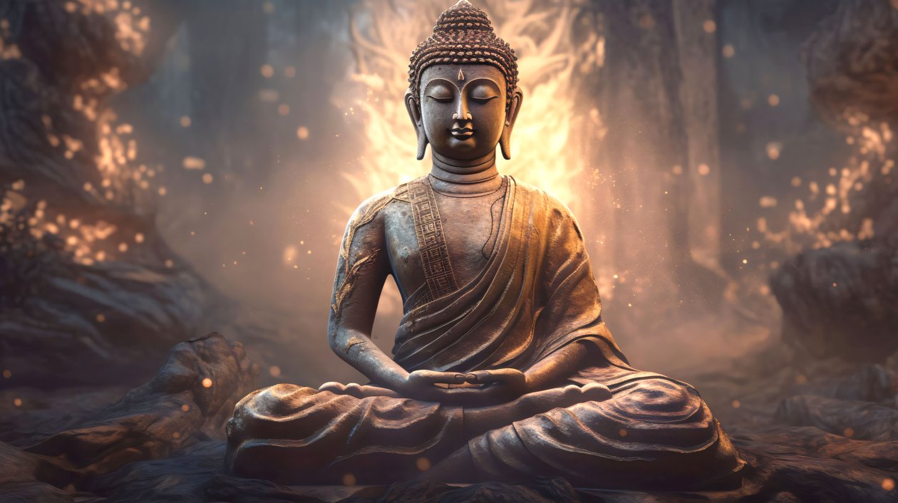 Retrato realista de Buda sentado, Meditación pacífica, Decoración espiritual de pared para el hogar de F. Abderrahim