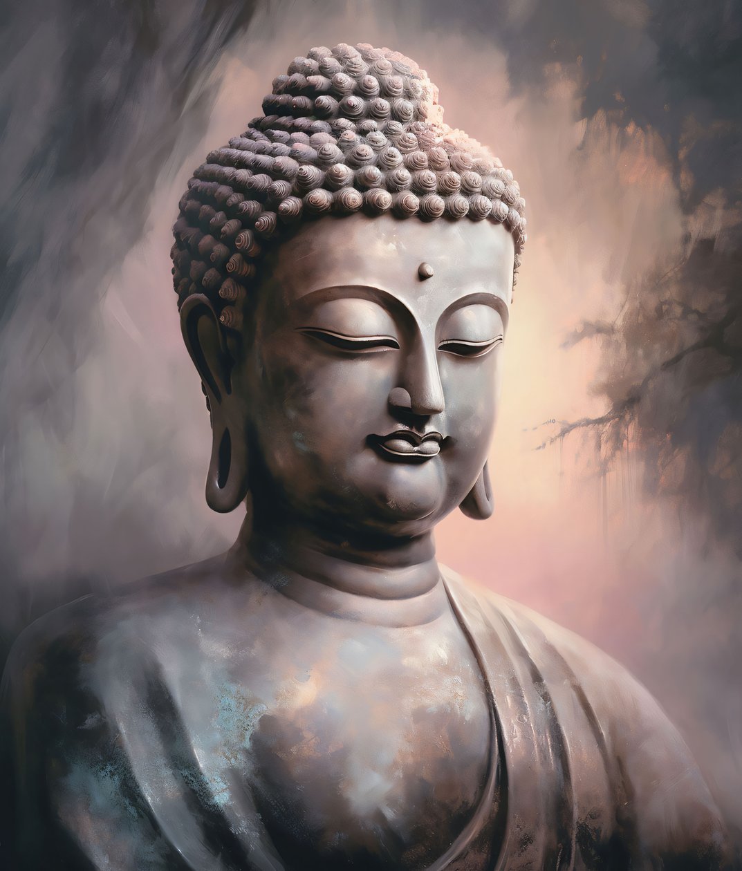 Retrato de Buda sentado en meditación, Espiritual pared decoración del hogar para imprimir de F. Abderrahim