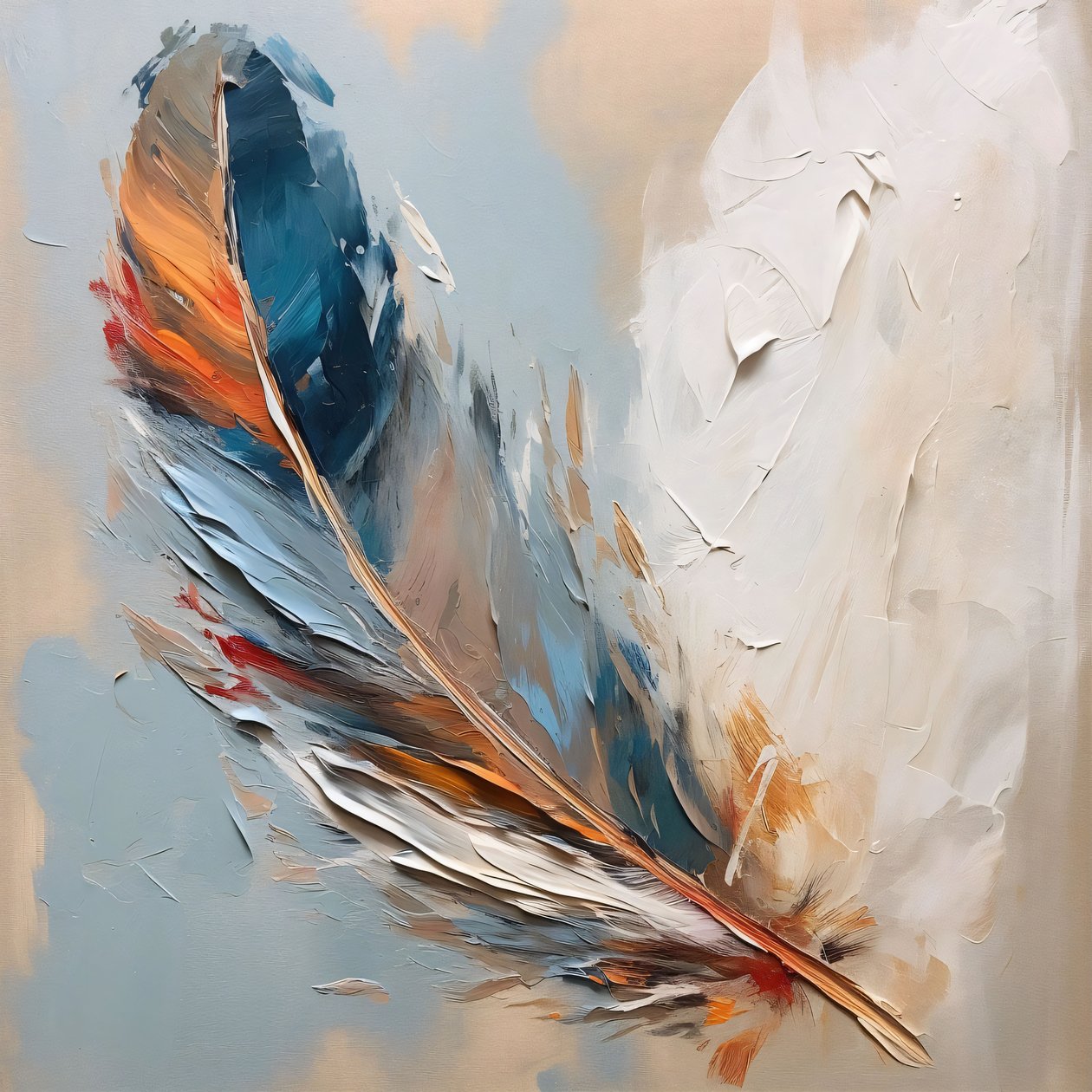 hermosa paleta de colores Rojo Azul Pintura al óleo, pared Home Decor impresiones de F. Abderrahim