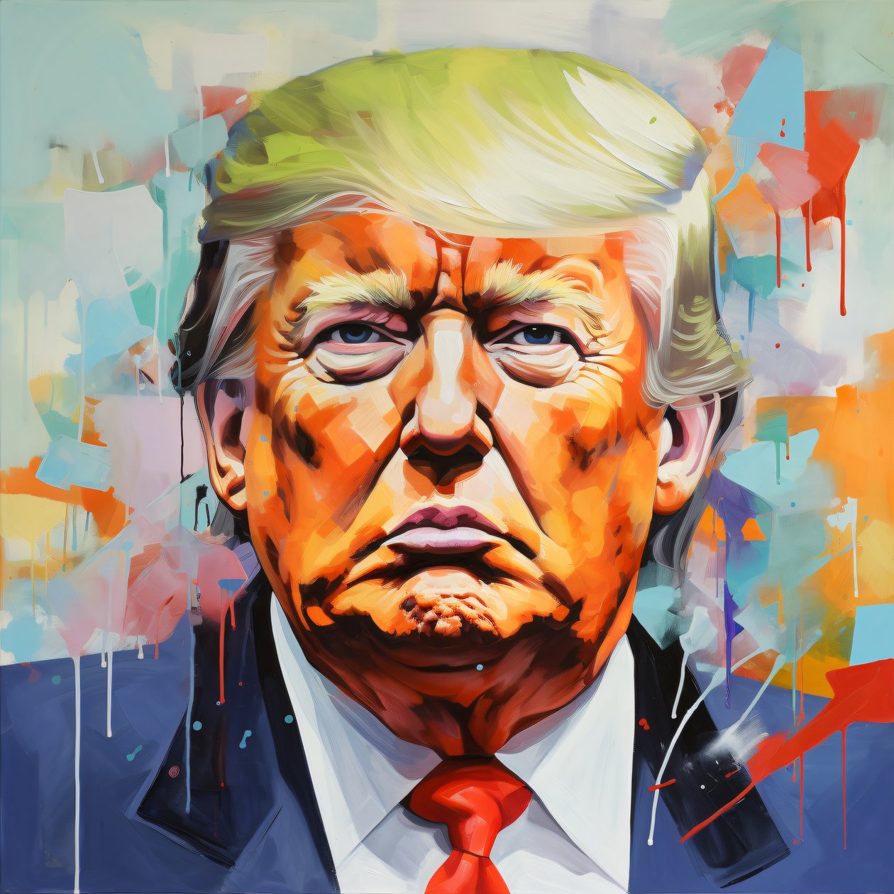 Donald Trump Lienzo Pintura al óleo de impresión, enmarcado Madera impresiones de arte de la pared de F. Abderrahim