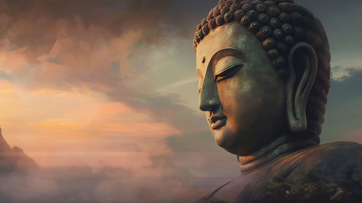 Pintura estatua de Buda en venta, impresiones en lienzo grande, decoración marco de pared de F. Abderrahim