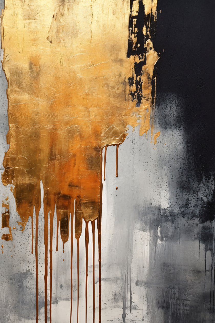 Negro Oro y Plata Una Luz Dorada Pintura Rústica Mate, Impresiones en Lienzo Personalizadas de F. Abderrahim