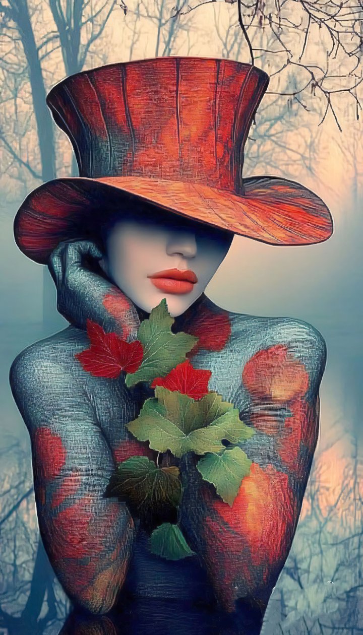 chica con sombrero rojo, decoración de pared  impresiones en lienzo de F. Abderrahim