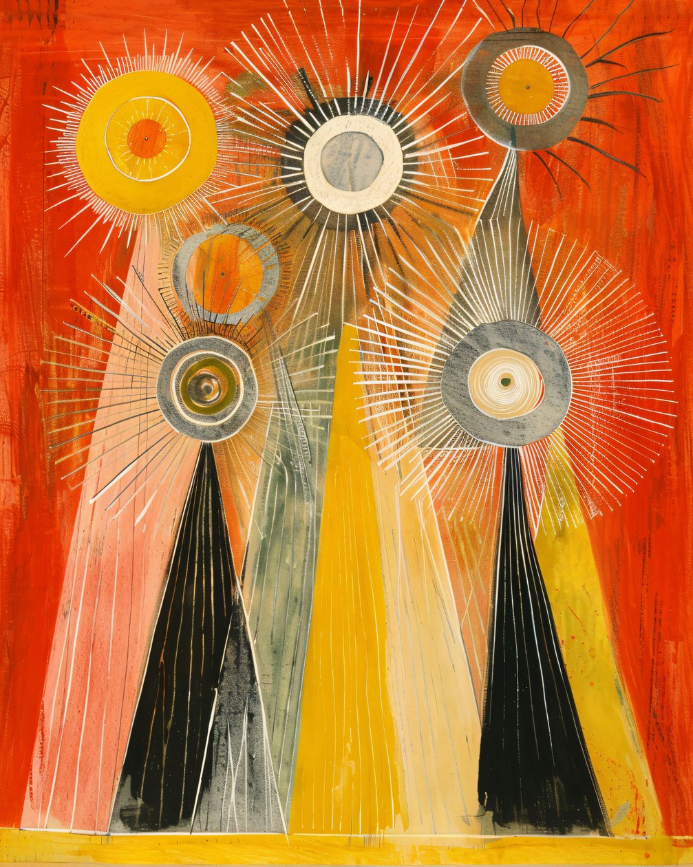 Pintura al óleo abstracta Hilma af Klint inspiración, estilo místico, decoración de pared clásica de F. Abderrahim