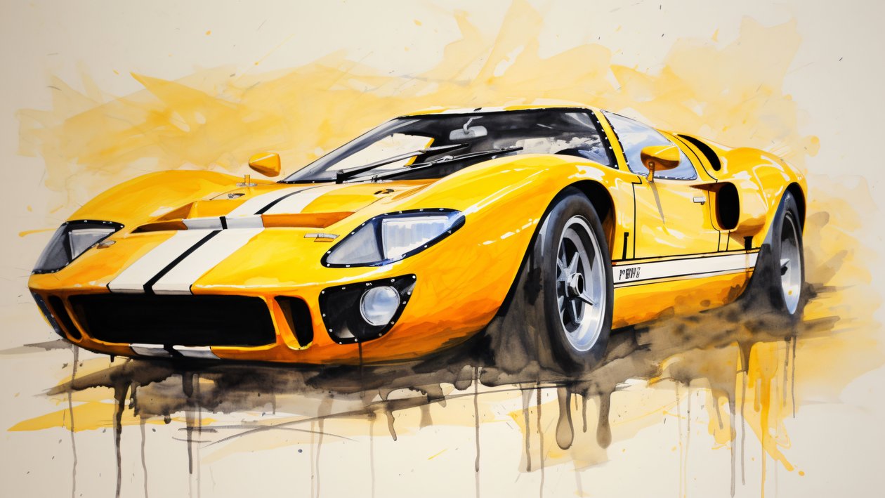 Obra de Arte de un Coche Deportivo Amarillo Moderno, impresiones en lienzo personalizadas online de F. Abderrahim