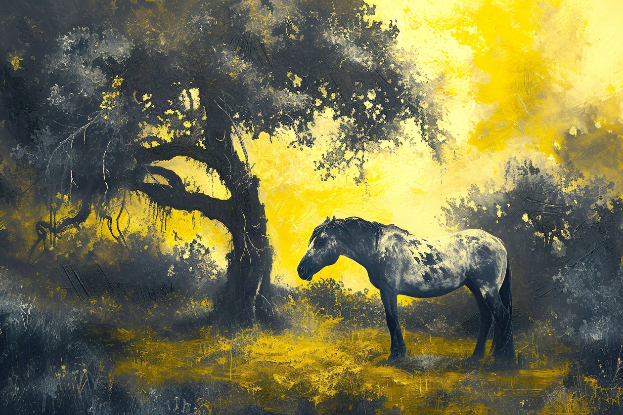 pintura al óleo clásica de un caballo en el camino, decoración de la pared para la sala de estar de F. Abderrahim