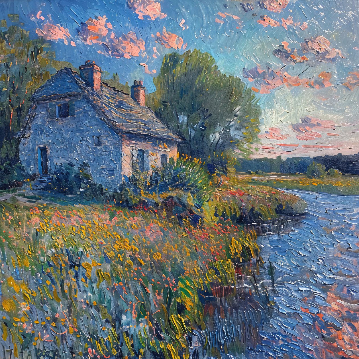 Paisaje y pintura al agua, estilo Impresionismo Monet, Decoración de pared en venta de F. Abderrahim