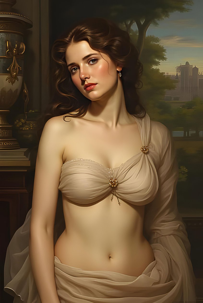 De cuerpo entero hermosa mujer de perfil en el amor, Fantasía, pintura surrealista, impresiones de decoración de pared de F. Abderrahim