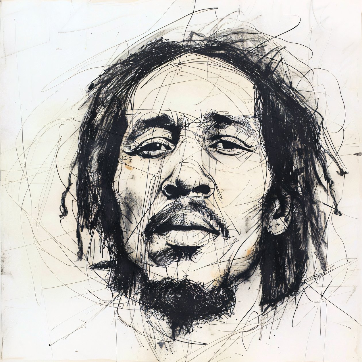Boceto minimalista de Bob Marley, cantante famoso, música, impresiones de decoración de pared de F. Abderrahim