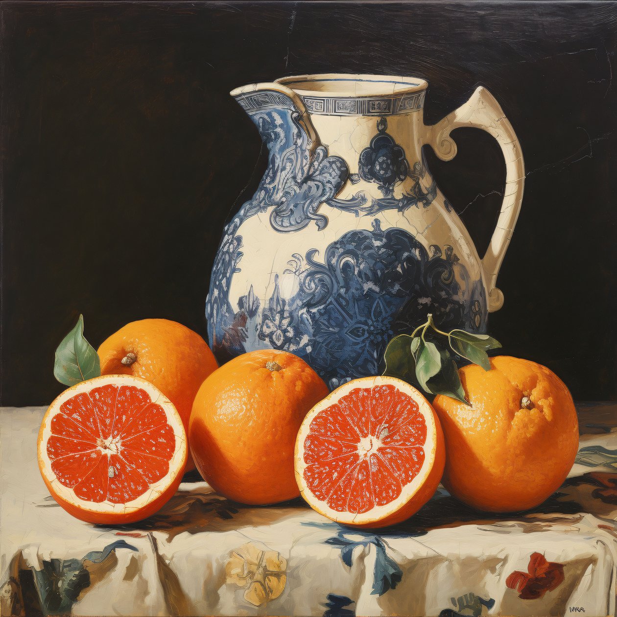 Naturaleza muerta naranja, Pintura al óleo, Impresiones en lienzo personalizadas online de F. Abderrahim