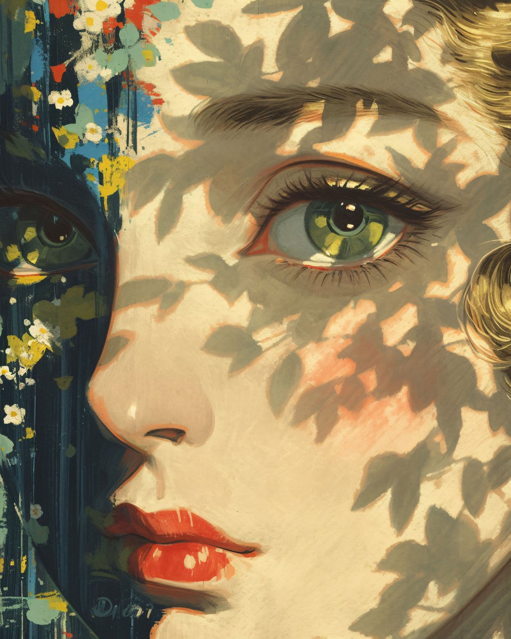Sunlight Magus A Fornasetti Daydream, Primer plano de la cara de una niña, impresiones artísticas online de F. Abderrahim