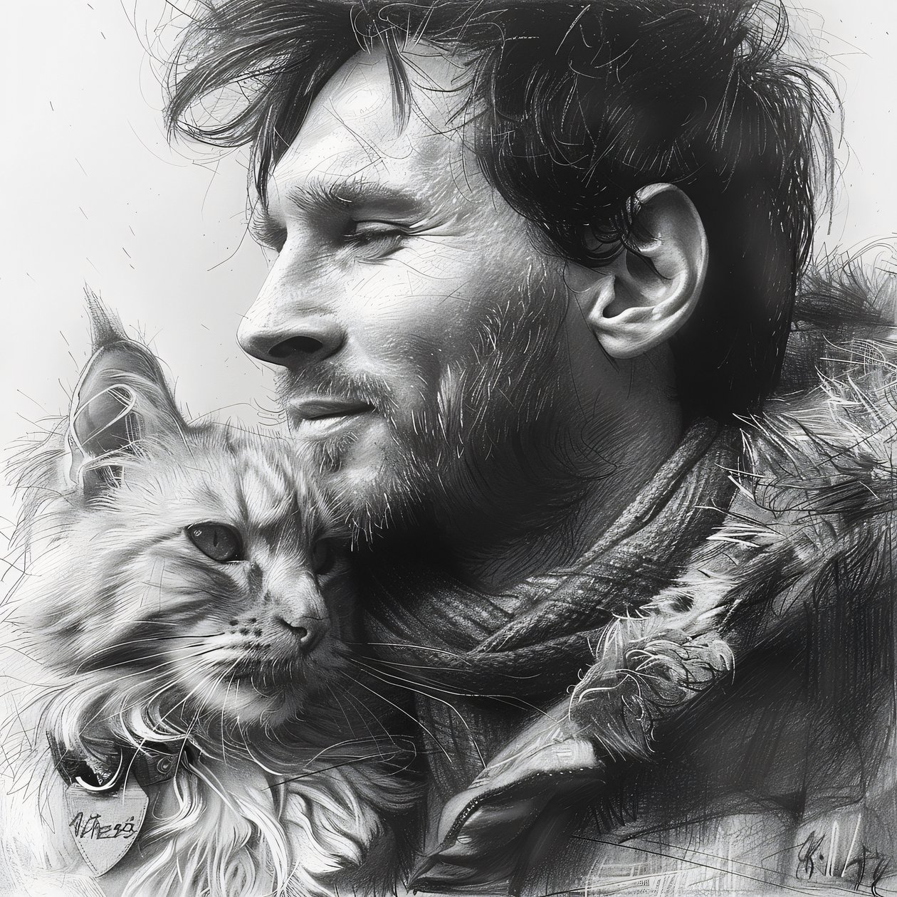 Gato con Messi futbolista, Decoración mural moderna | impresión bajo demanda de F. Abderrahim