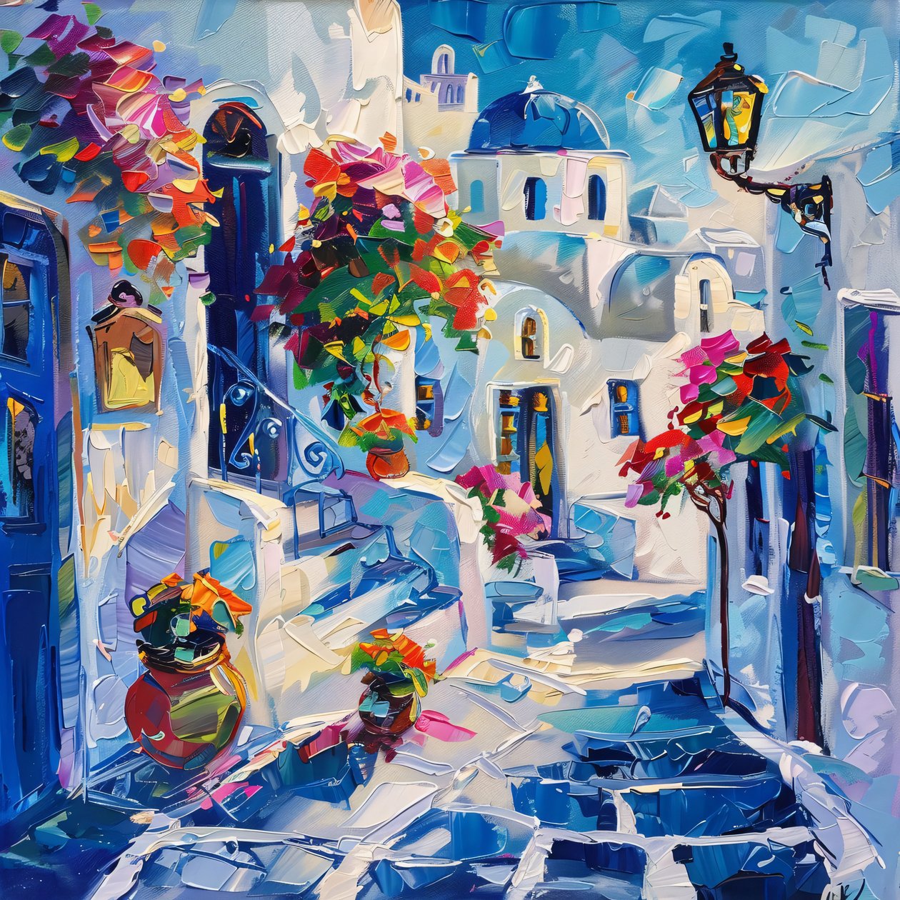 Thira con hermosas farolas, Marco personalizado Wall Art de F. Abderrahim