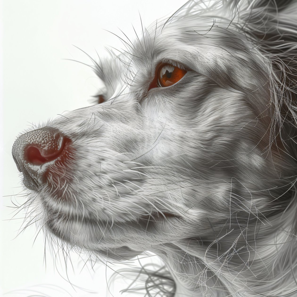 zoom out Perro retrato blanco y negro dibujo minimalista, pared Home Decor impresiones de F. Abderrahim