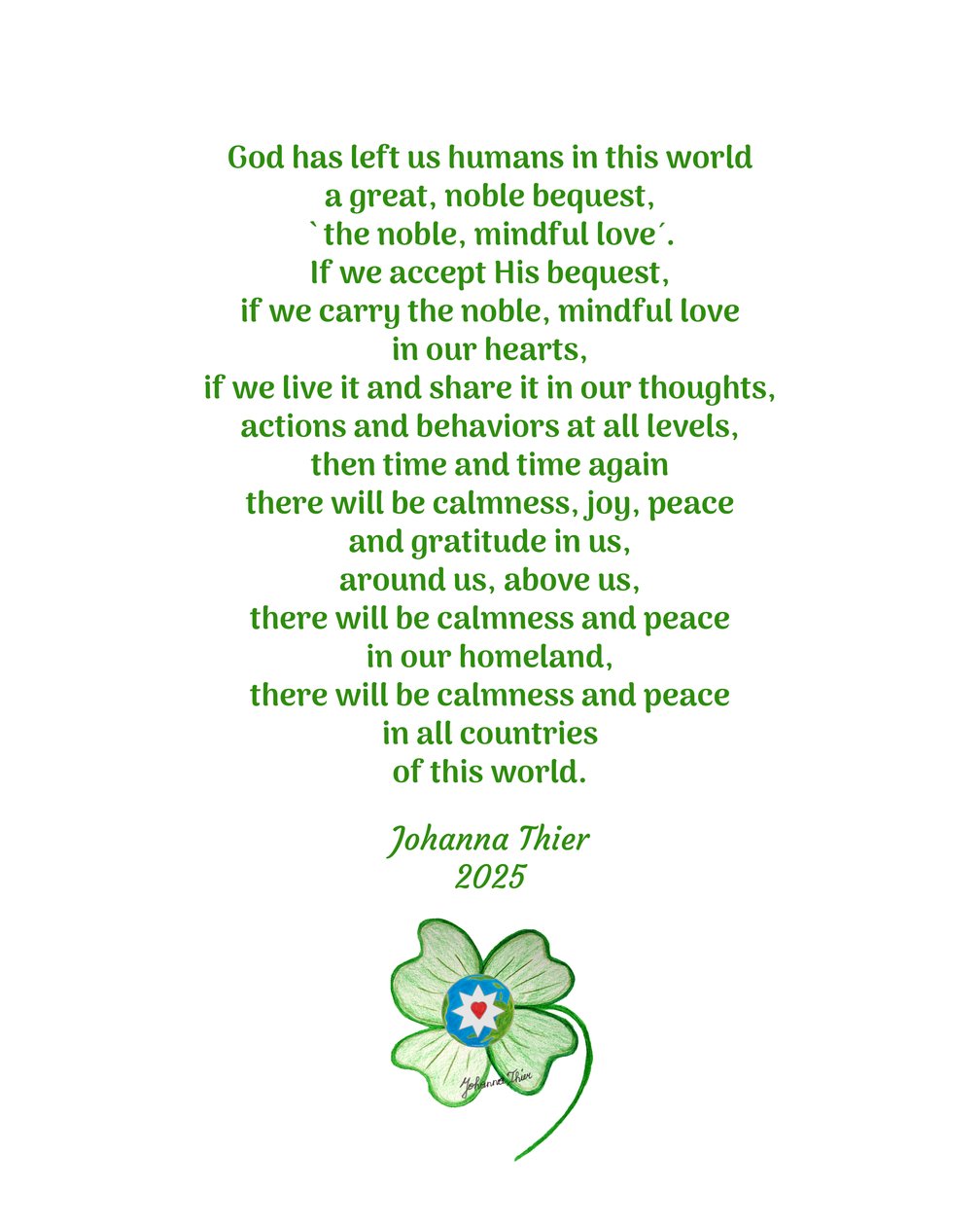 El amor noble y consciente une y trae la paz a este mundo de Johanna Thier