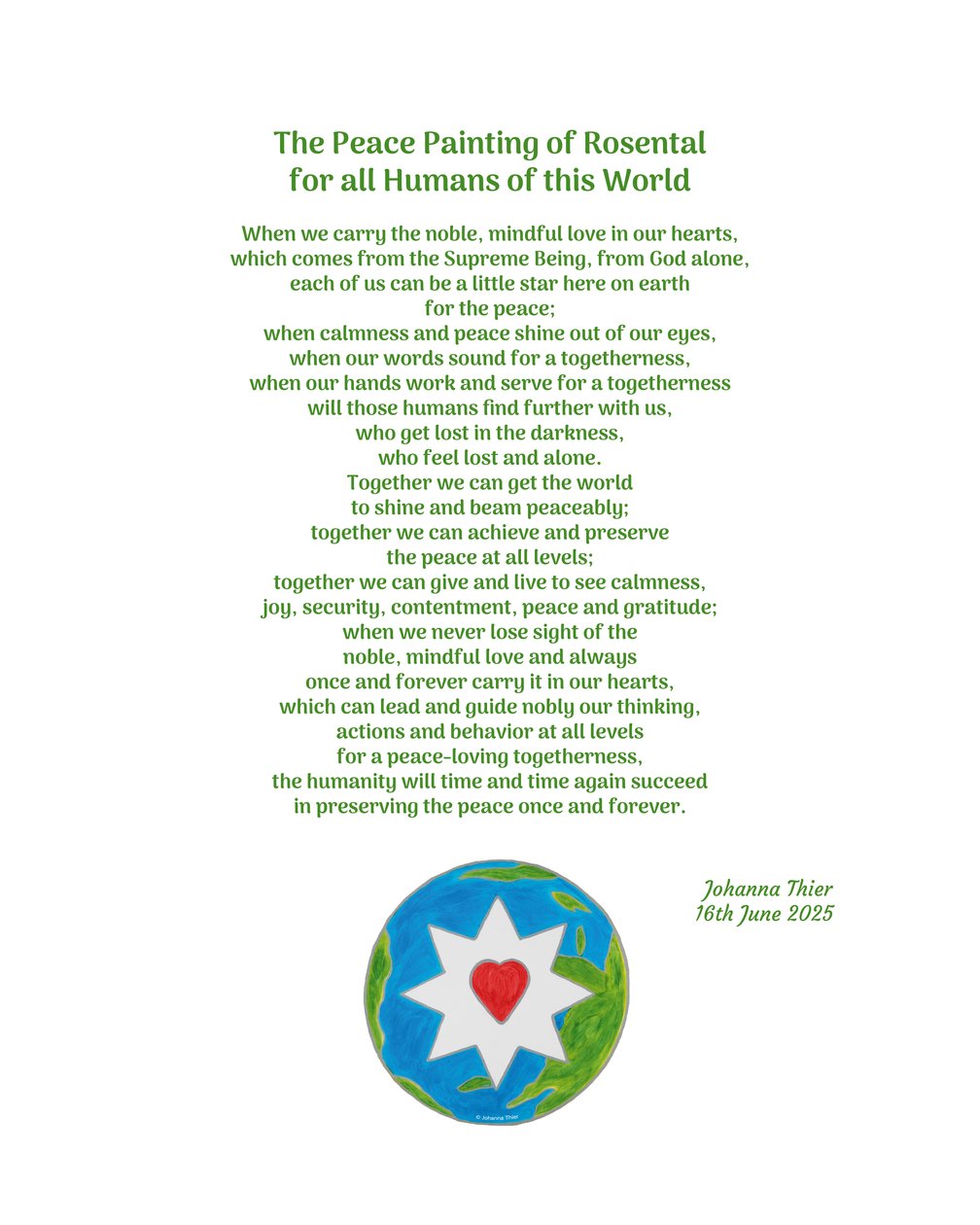 The Peace Painting of Rosental for all Humans of this World de Johanna Thier
