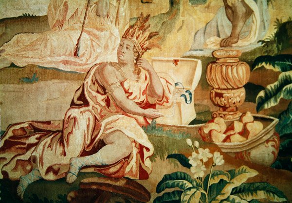 América, de un tapiz de los cuatro rincones del mundo (detalle) de A. Baertams