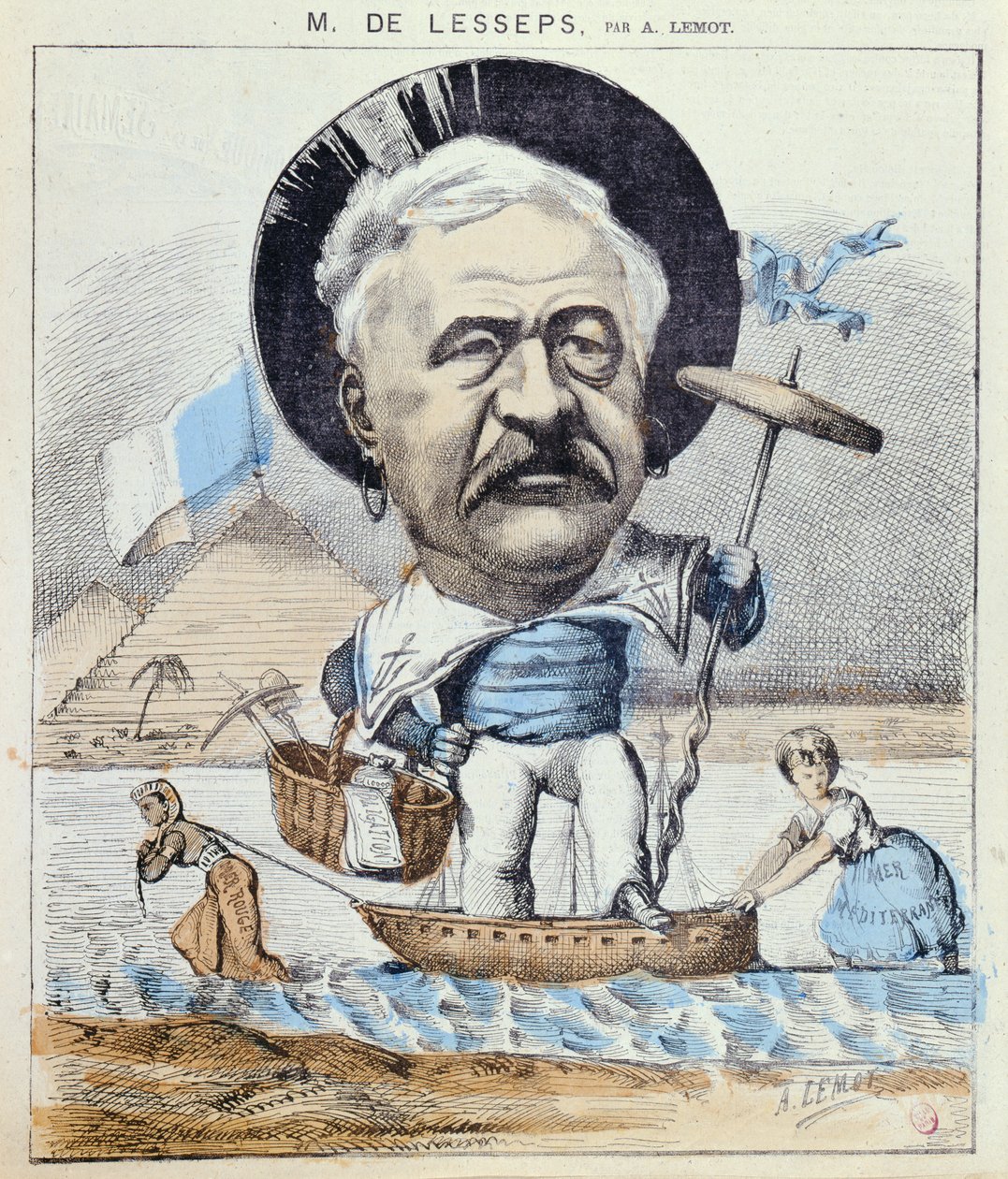 Caricatura de Ferdinand de Lesseps, de 