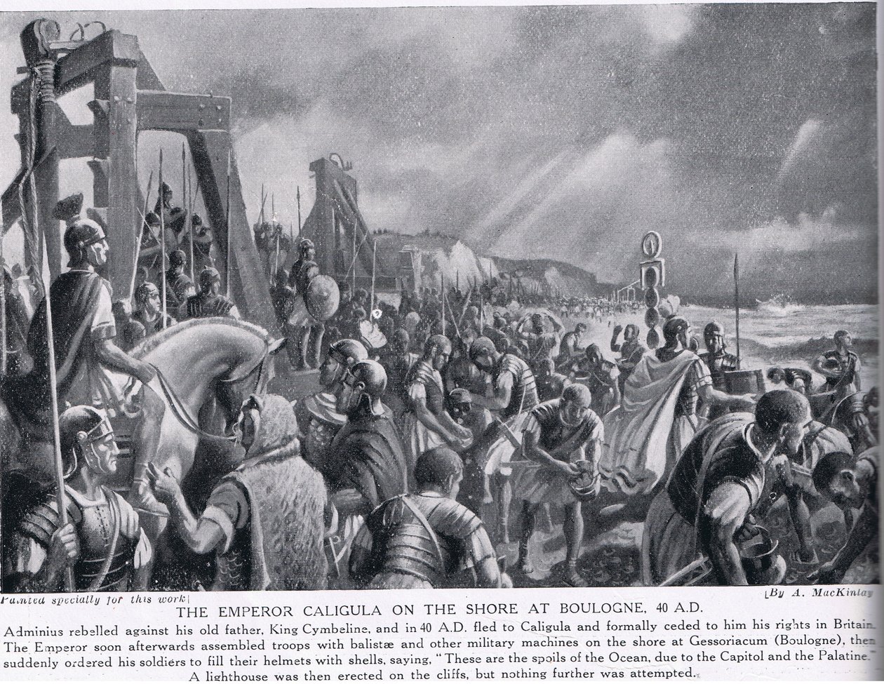 El Emperador Calígula en la orilla de Boulogne, ilustración de la Historia de las Naciones de Hutchinson, c.1910 de A. MacKinlay