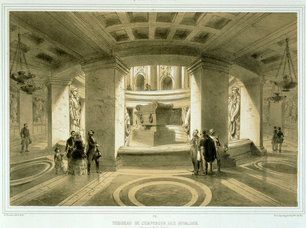 Tumba de Napoleón (1769-1821) en los Inválidos, de París y sus alrededores, publicado c.1850s-60s de Abbé Prévost