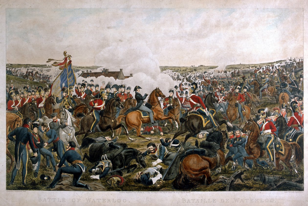 Batalla de Waterloo, 1815, grabado por J.A. Cook, 1816 de A. Sauerweld
