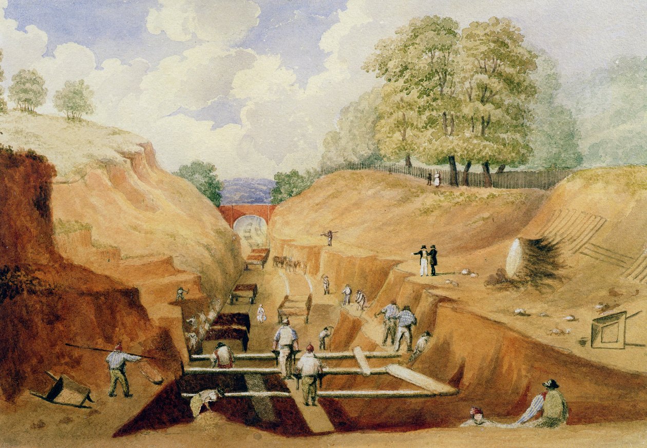 Construcción del Ferrocarril de Brighton, 1840 de A. Simpson