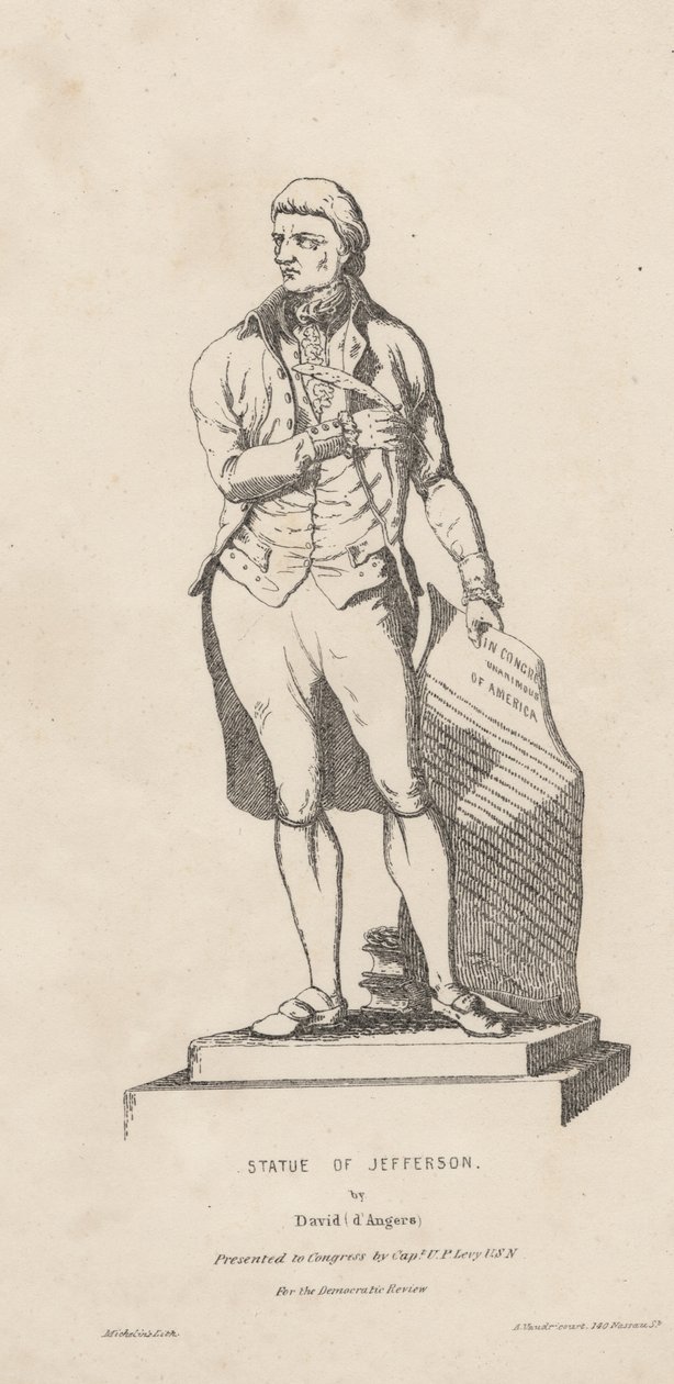 Estatua de Jefferson, litografía de David Michelin, 1840 de A. de Vaudricourt
