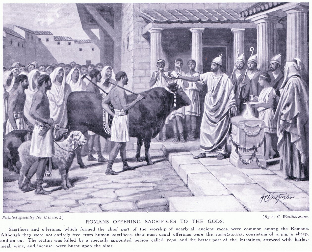 Romanos ofreciendo sacrificios a los dioses de A.C. Weatherstone