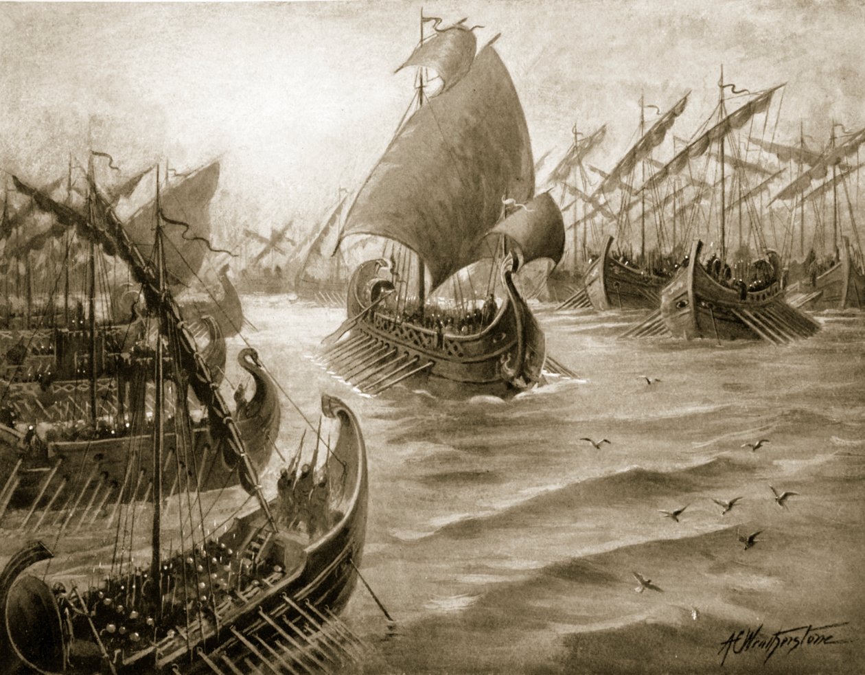 Cimón toma el mando de la flota griega, ilustración de 