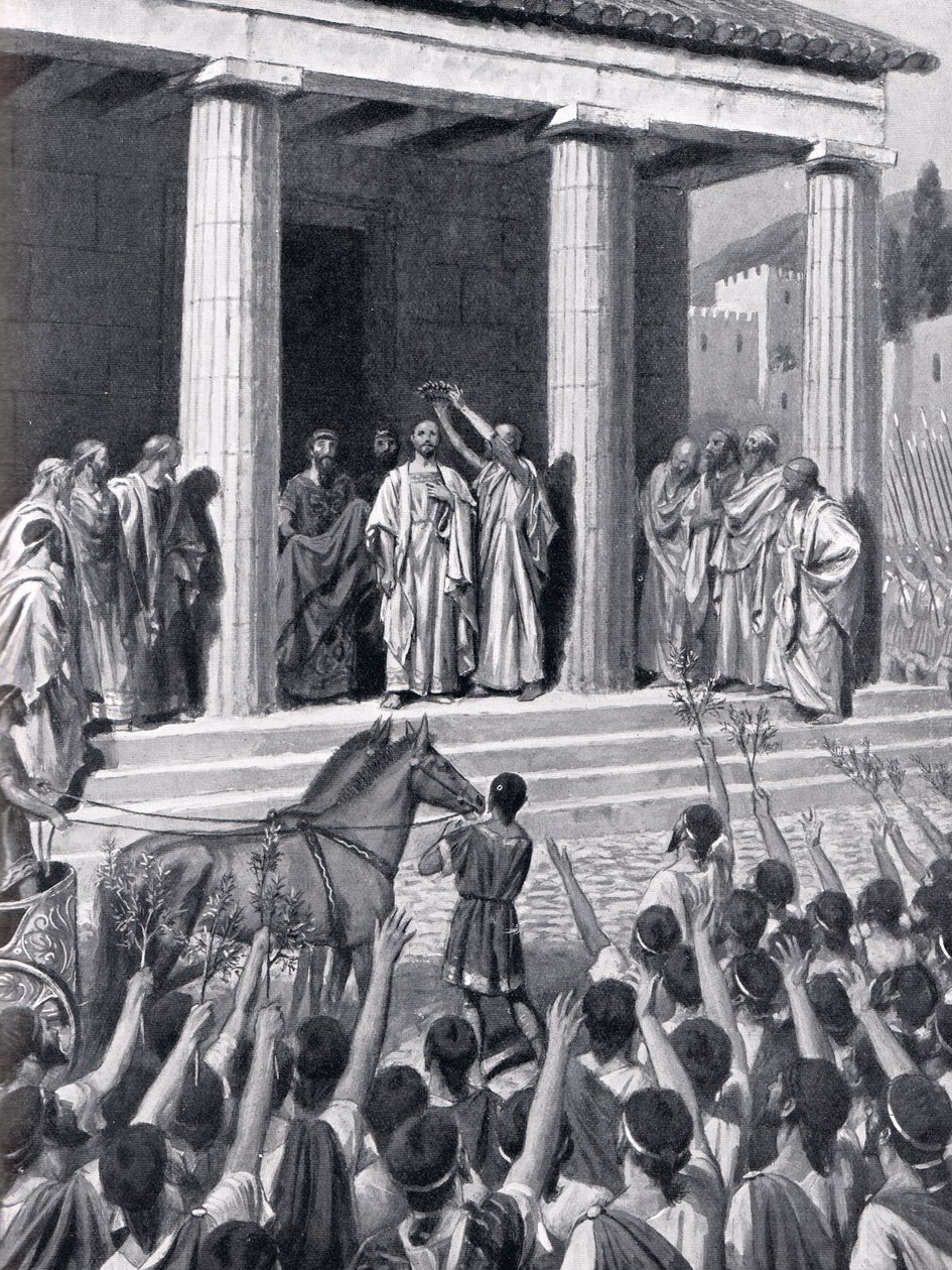 Temístocles honrado en Esparta, ilustración de 