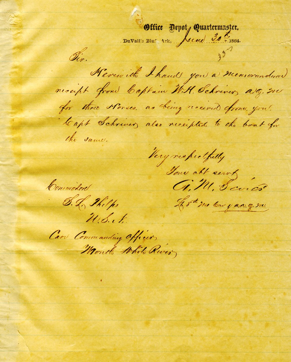 Carta de A. M. Sevier, Duvall